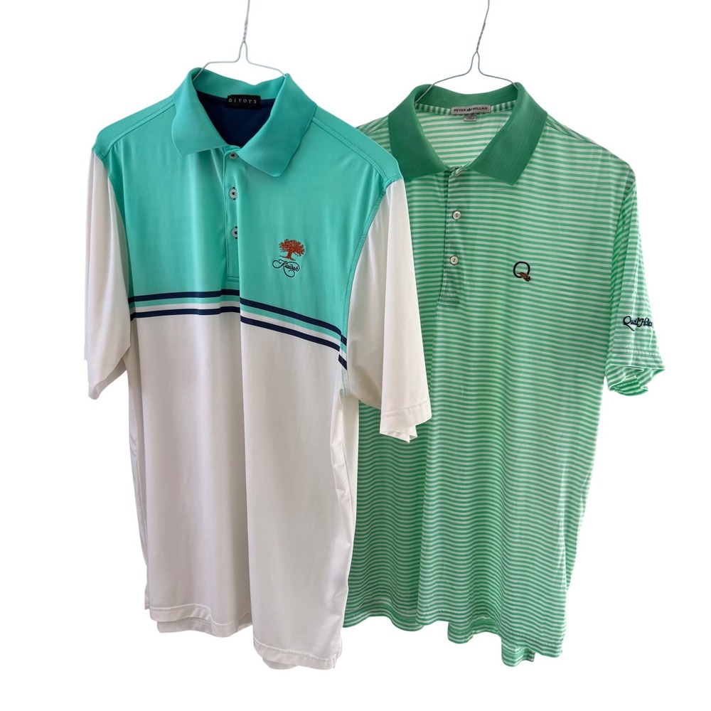 Peter Millar Divots Golf Polo Shirt Mens Medium Kiawah Quail Hollow Performance
